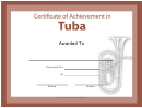 Certificate Of Achievement Template - Tuba