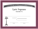 Certificate Of Achievement Template - Lyric Soprano