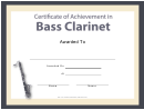 Certificate Of Achievement Template - Bass Clarinet