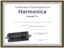 Certificate Of Achievement Template - Harmonica