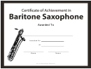 Certificate Of Achievement Template - Baritone Saxophone