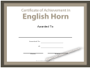 Certificate Of Achievement Template - English Horn