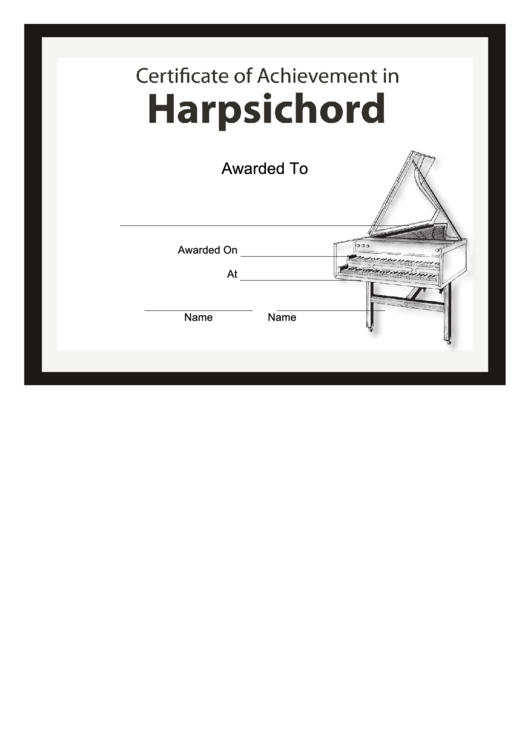 Certificate Of Achievement Template Harpsichord printable pdf download