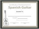 Certificate Of Achievement Template - Spanish Guitar