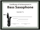 Certificate Of Achievement Template - Bass Saxophone