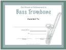 Certificate Of Achievement Template - Bass Trombone