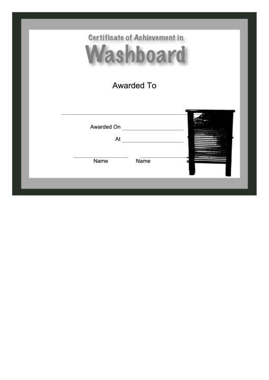 Certificate Of Achievement Template - Washboard Printable pdf