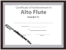 Certificate Of Achievement Template - Alto Flute