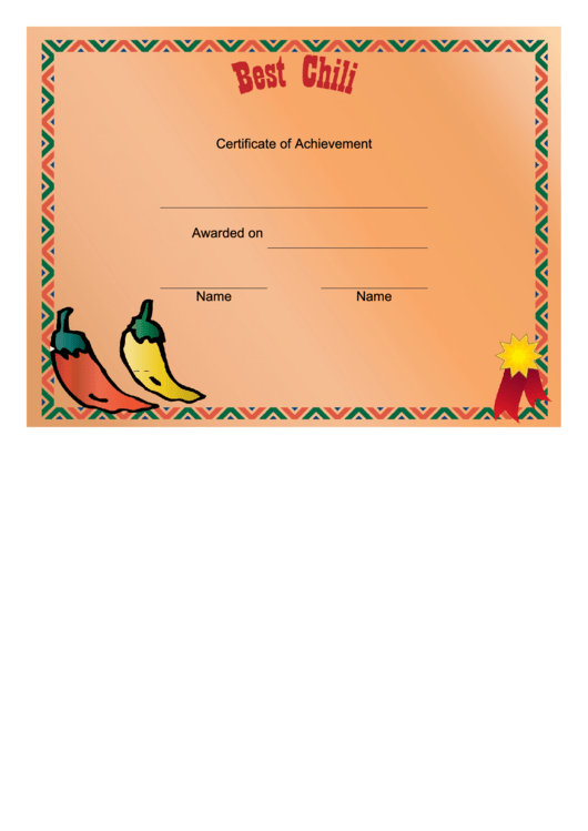 Best Chili Cook Off Award Certificate Template printable pdf download