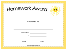 Homework Award Certificate Template