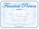 Funniest Person Award Certificate Template