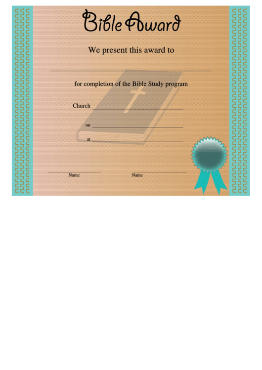 Bible Award Certificate Template Printable pdf