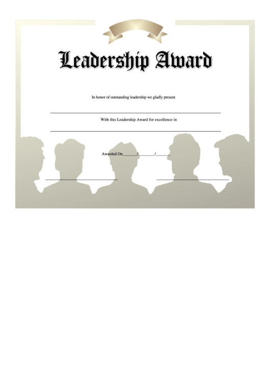 Leadership Award Certificate Template - Tan And White Printable pdf