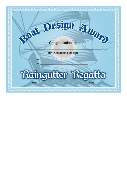Boat Design Award Certificate Template Printable pdf