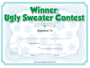 Ugly Sweater Contest Award Certificate Template