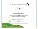 Golf Certificate Of Achievement Template