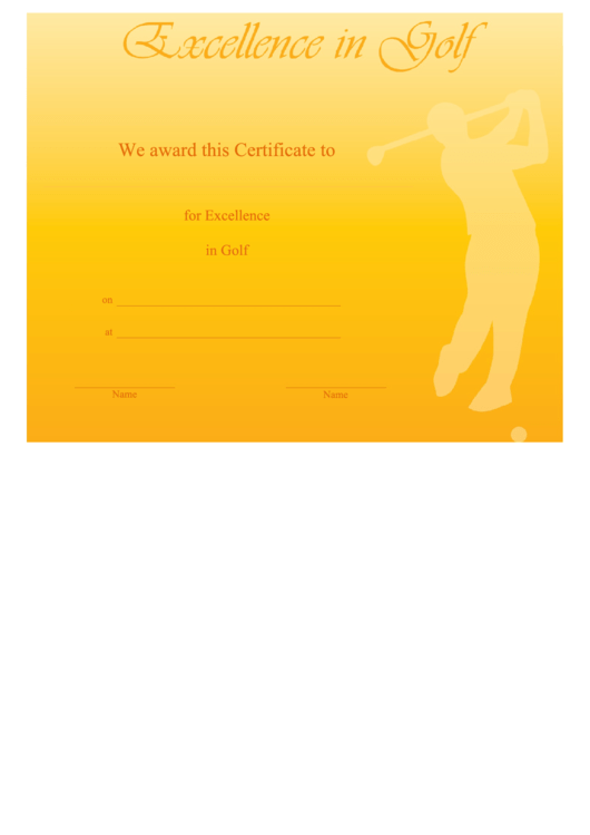 Golf Certificate Of Achievement Template Printable pdf