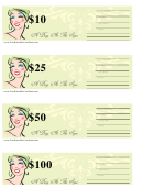 10, 25, 50 & 100 Dollar Gift Certificate Template - Spa
