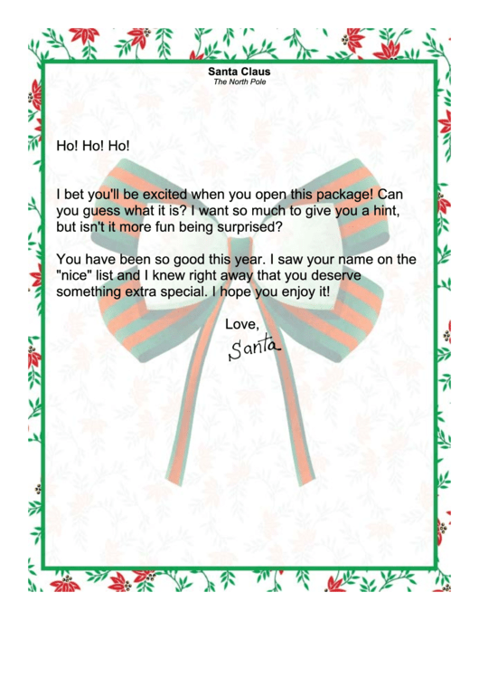 Santa Letter Template Printable pdf