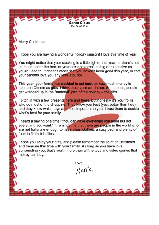 Santa Letter Template Printable pdf