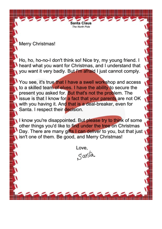 Santa Letter Template Printable pdf