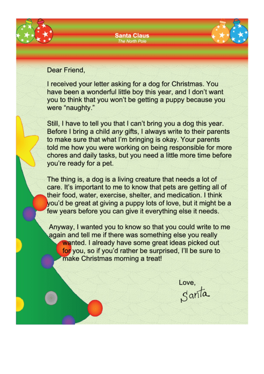 Santa Letter Template Printable pdf