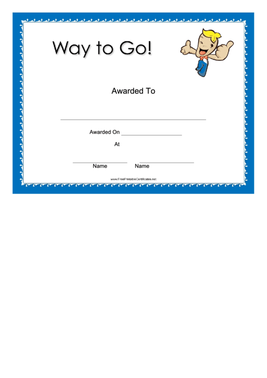 Way To Go Award Certificate Template Printable pdf