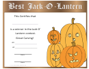 Pumpkin Carving Winner Certificate Template