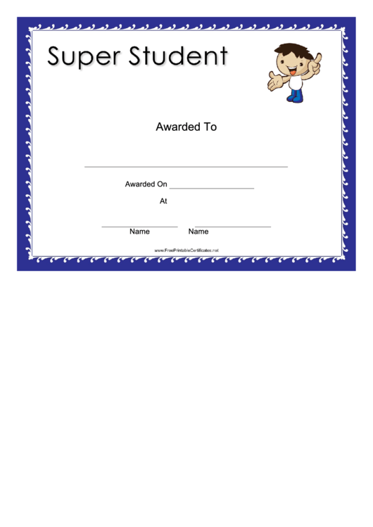 Super Student Certificate Template Printable pdf