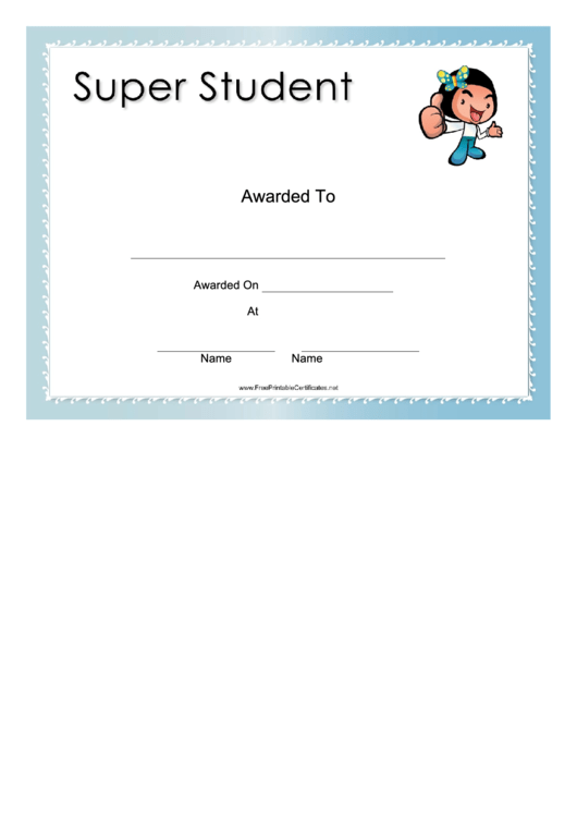 Super Student Certificate Template Printable pdf
