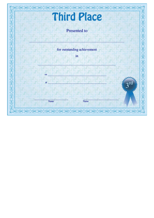 Third Place Certificate Template Printable pdf