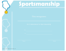 Sportsmanship Certificate Template