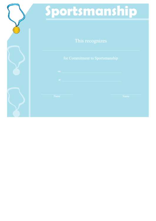 Sportsmanship Certificate Template printable pdf download