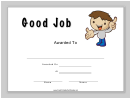 Good Job Certificate Template