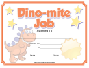 Dino-mite Job Certificate Template