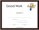 Good Work Certificate Template