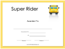 Super Rider Certificate Template
