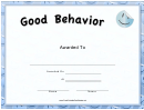Good Behavior Certificate Template