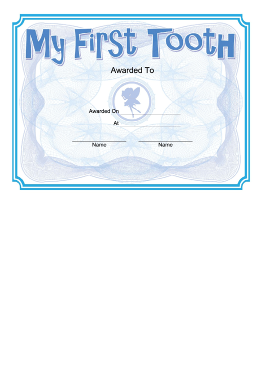 My First Tooth Certificate Template Printable pdf