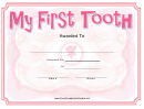 My First Tooth Certificate Template