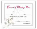 Renewal Of Marriage Vows Certificate Template - White Doves