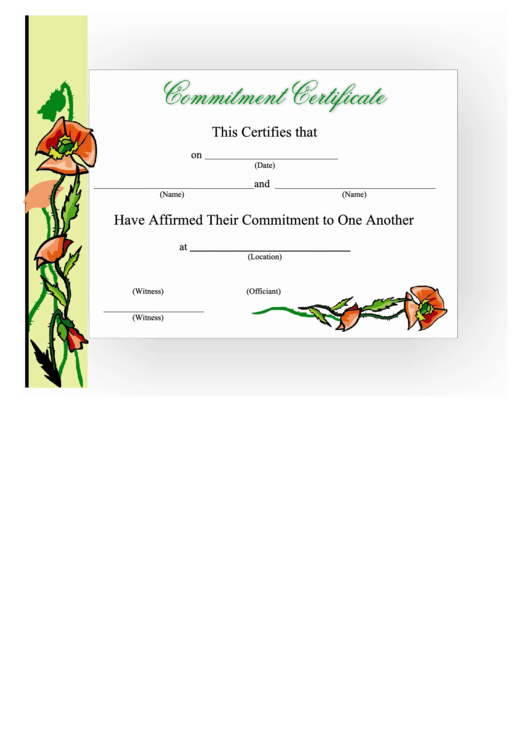 Commitment Certificate Template Printable pdf