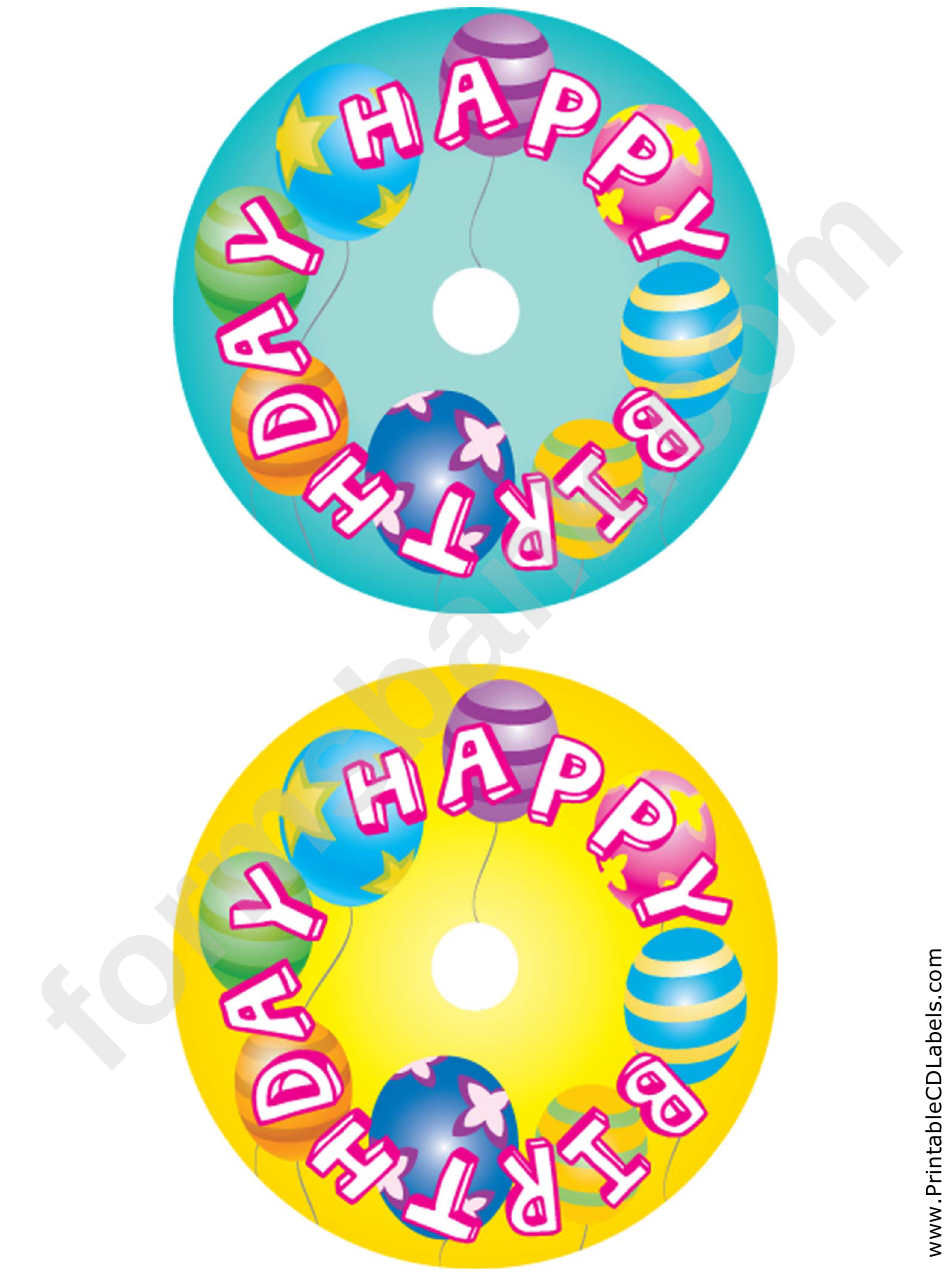 Banner Birthday Cd-Dvd Labels