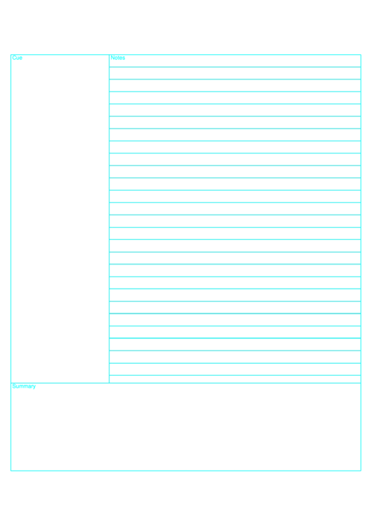 Cornell Note Paper - Blue Lines Printable pdf