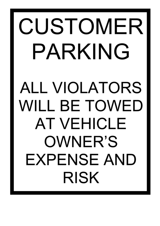 Customer Parking Printable pdf
