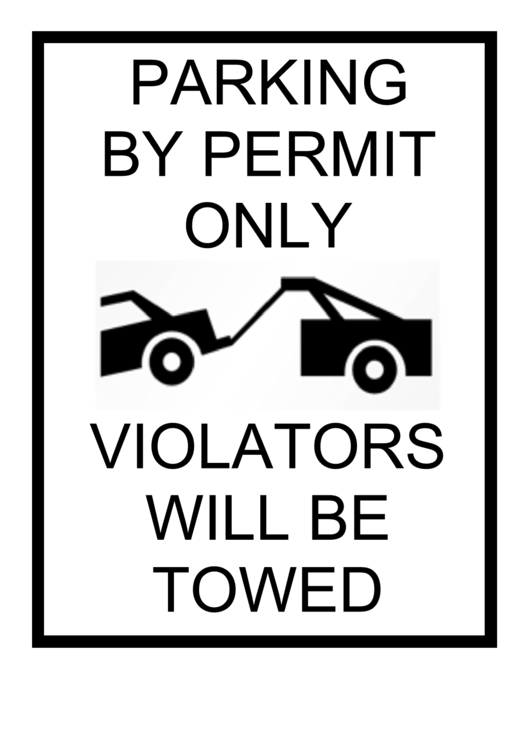 Parking By Permit Only Printable pdf