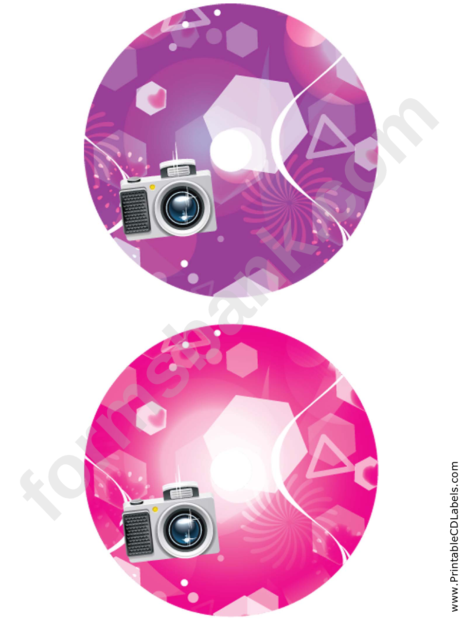 Purple Pink Camera Photography Cd-Dvd Labels