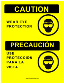 Caution Eye Protection Bilingual