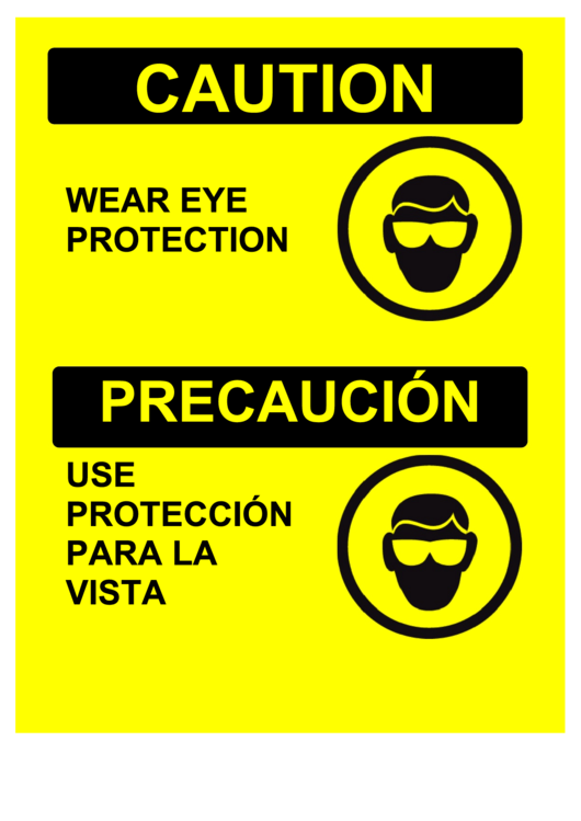Caution Eye Protection Bilingual Printable pdf
