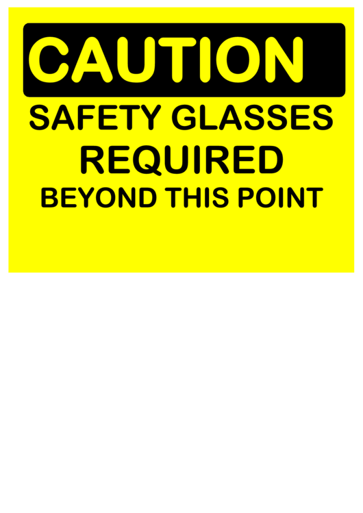 Caution Safety Glasses Printable pdf